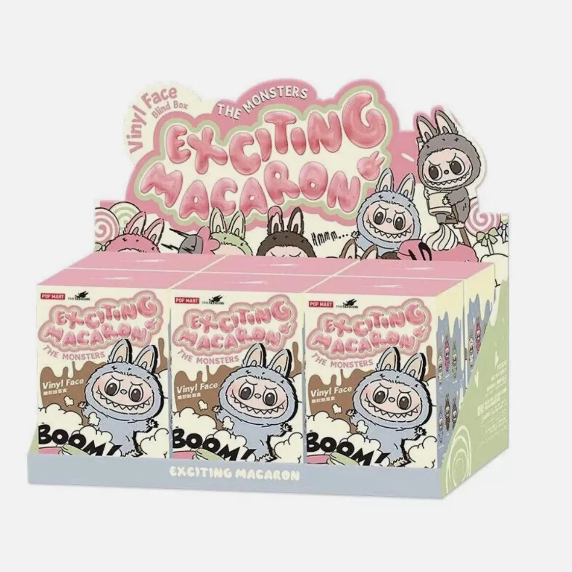 Original Popmart Labubu Monsters Exciting Macaron Doll Plush Toys First 1st Generation Chestnut Cocoa Soymilk Blind Mystery Box