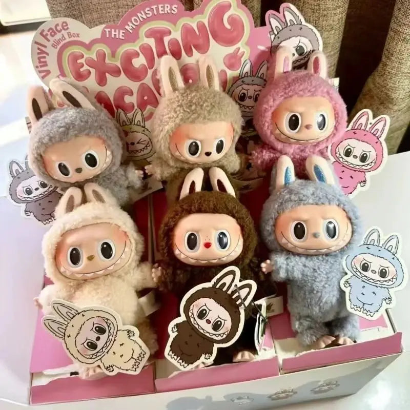 Original Popmart Labubu Monsters Exciting Macaron Doll Plush Toys First 1st Generation Chestnut Cocoa Soymilk Blind Mystery Box